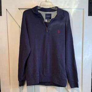 U.S. Polo Assn. Men's Navy Quarter-Zip Sweatshirt with Red Logo
